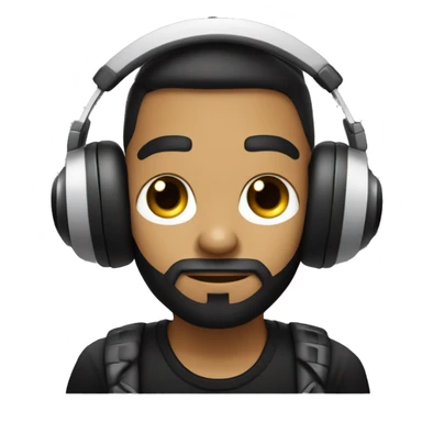 DJ DE PIEL BLANCA CON PELO NEGRO AURICULARES Y CONSOLA DE DJ EN SUS MANOS sticker