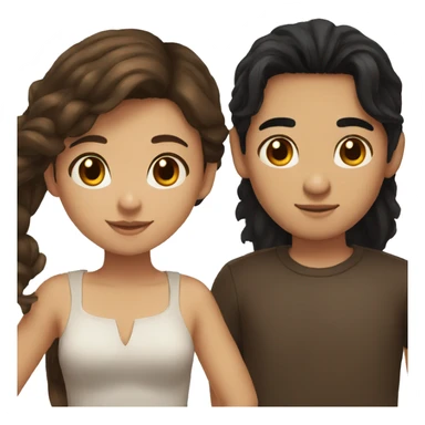 brunette girl brown eyes and mexican boy with black hair sticker