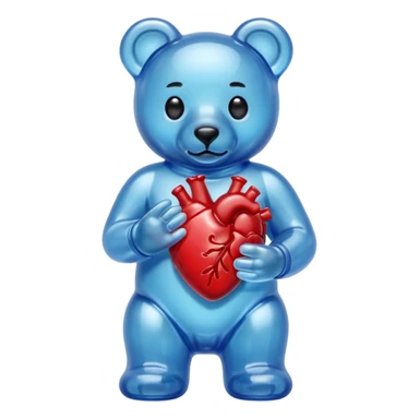 Blue Gummy bear holding one small gummy anatomically correct human heart  sticker