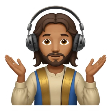 African American Jesus Christ giving someone a pair of headphones sticker