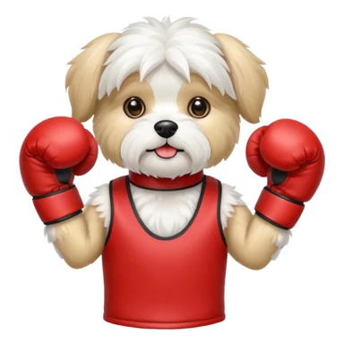 White havanese dog with boxing gloves sticker