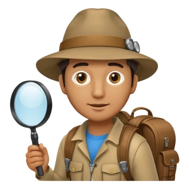 Explorer Man with backpack and magnifying glass sticker