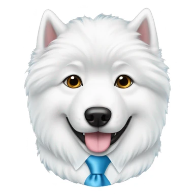 Samoyed with a light blue tie  sticker