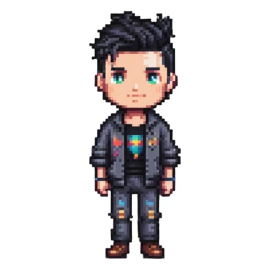 modern pixel art male character with contemporary clothing and hairstyle sticker
