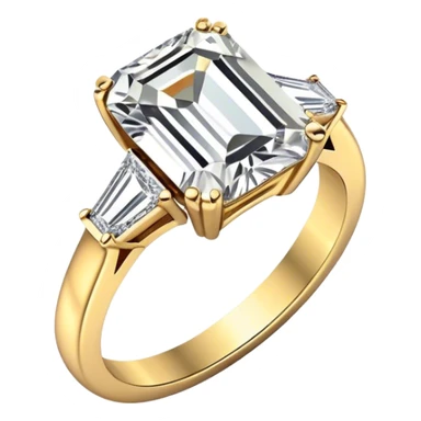 Gorgeous emerald cut colorless diamond ring gold band sticker