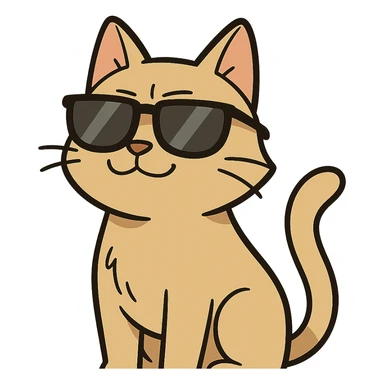 flat toon style cat wearing sunglasses sticker