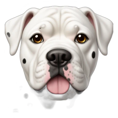 White, American Bull dog, with black spots around eyes and bodies sticker