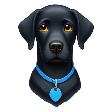 Black Labrador with blue collar sticker