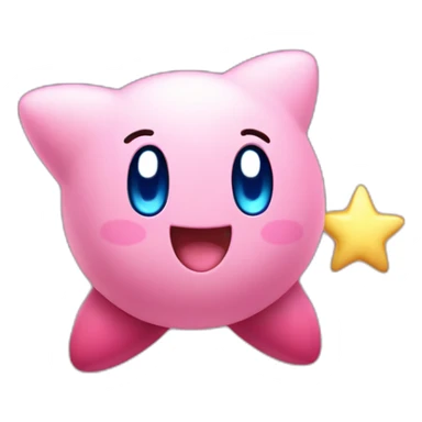 cute happy Kirby jumping on a star sticker