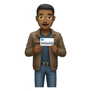 guy holding a bankcard sticker