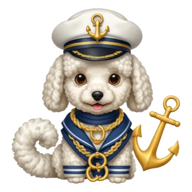 poodle with an anchor sticker