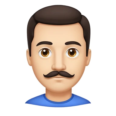 man face with mustache, medium eyes, medium light skin, dark hair, no neck sticker