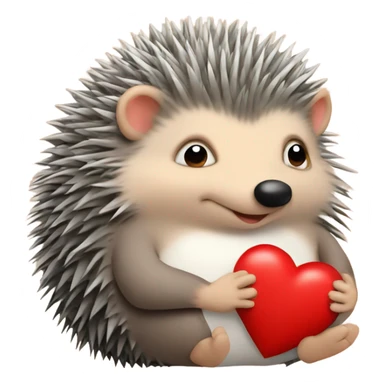the hedgehog holds the heart sticker