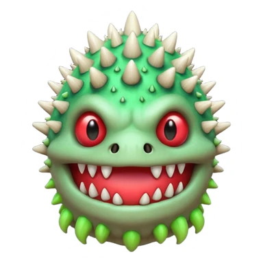 poisonous mushroom monster portrait, head and shoulders only, toxic green glow, scary grin, spiky mushroom head, 3D cartoon, mobile game icon style, clean background, no text, no watermark

 sticker