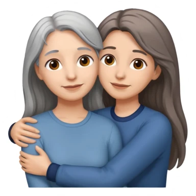 2 Frauen, die sich umarmen, davon 1 grauhaarig, 1 braunhaarig, lange Haare sticker