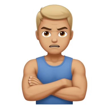 arms crossed holding neck angry guy sticker