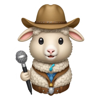 sheep with microphone and cowboy hat sticker
