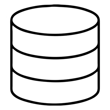 Simple database outline, cylindrical data storage with horizontal lines sticker