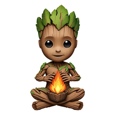 baby-groot with a hearth sticker