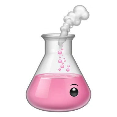 pink beaker with smoke no face one tube pink liquid only bubbles inside beaker  sticker