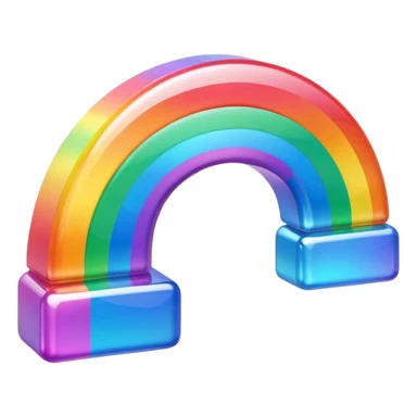 A 3d, not too detailed rainbow colored sparkling special shaped prismatic icon sticker