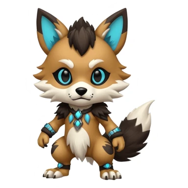 Cool Hot randomly-colored chibi furry anthropomorphic fantasy-Fakémon-Canine-Protogen-creature with edgy markings (full body) sticker