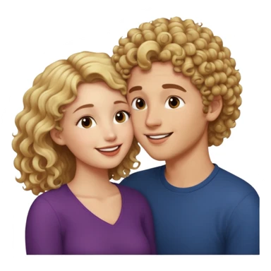 Blonde curly guy kissing on brown haired girl sticker