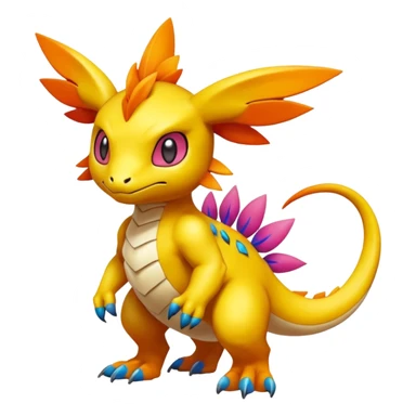 Colorful Vibrant Unique Pokémon-Digimon-Fakémon-hybrid-creature (full body) sticker