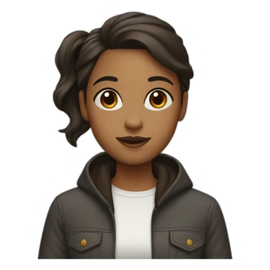 Girl with Big forehead with dark brown hair sticker