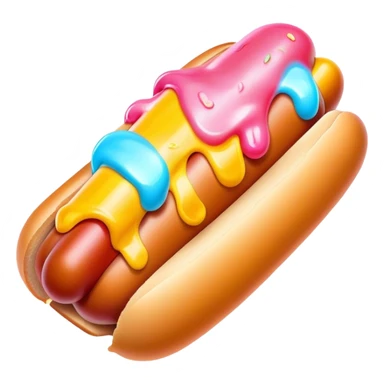 Melting neon ice cream hot dog  sticker