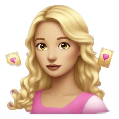 Blonde beautiful girl with pink pink tarot gold cards sticker