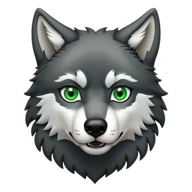Howling wolf with black fur green eyes and three chrome earrings  sticker