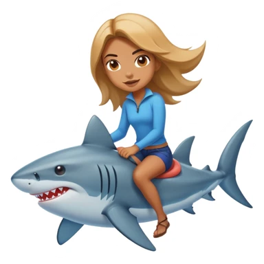 Cool girl riding on a shark sticker
