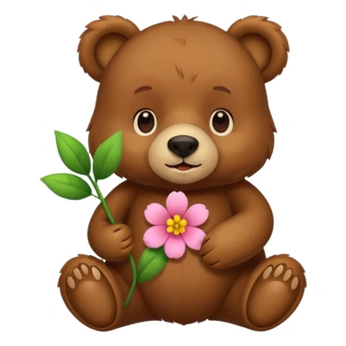 bear holds flower sticker