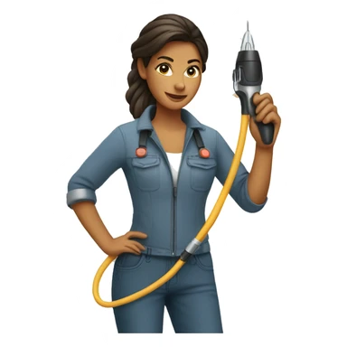 a woman with a soldering iron sticker