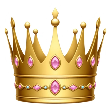 A luxurious golden crown with pink accents and elegant details, featuring a prominent empty space or cutout in the center cause I will write there sticker