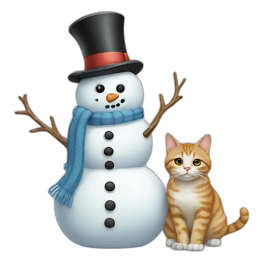 snowman on a cat sticker