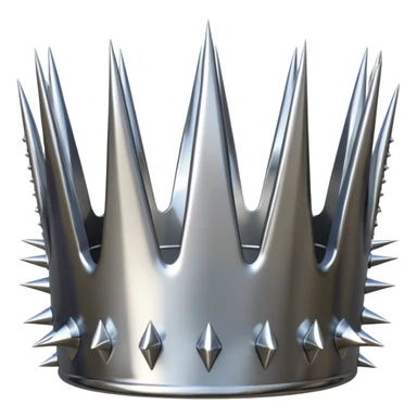 A spiked crown emoji made of silver chrome, sharp yet rounded metallic spikes, glossy reflections, aggressive luxury swag aesthetic, iOS emoji style, centered, clean white background sticker
