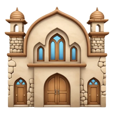 3D Apple-style emoji of a full traditional Turkish han building, showing the entire stone structure with arches, wooden doors, and windows. Rounded, glossy, smooth, soft shadows, white background.








 sticker