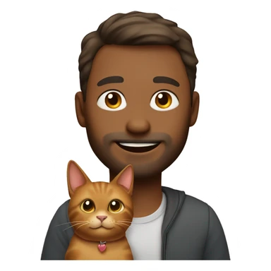 Cute brown cat with his owner man in his 40s sticker