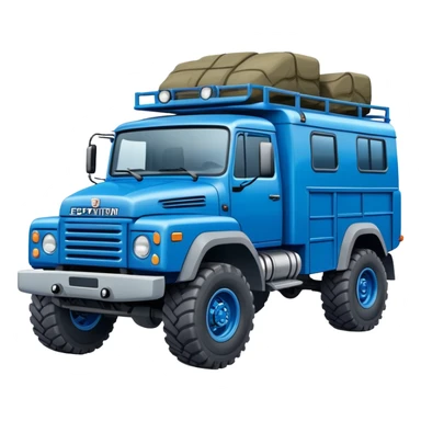 europeal looking expedition truck in blue sticker