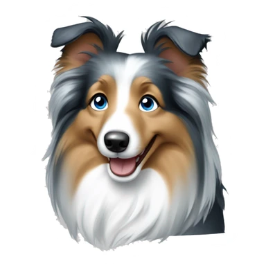 Dog breed Sheltie girl blue merle color with blue eyes smiling sticker