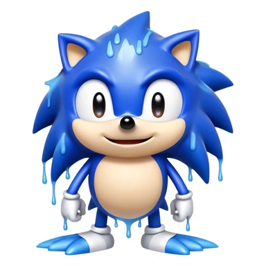 sonic covered in dripping white paint sticker