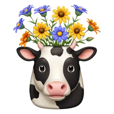 Cow print vase with flowers sticker
