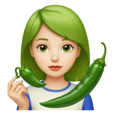 Girl with green chili sticker