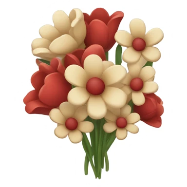 valentine flower bouquet beige red sticker