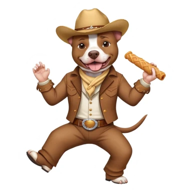 Pitbull dancing in cowboy clothes eating a churro ￼ sticker