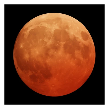 blood moon with smoother craters, two-tone fill: beige and dark red, smooth gradient transition between colors, realistic moon style sticker