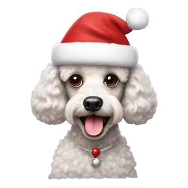 Poodle with Santa hat sticker