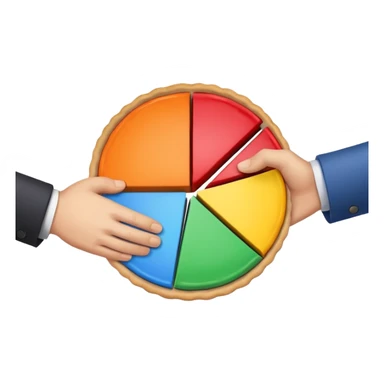 handshake with a pie chart sticker